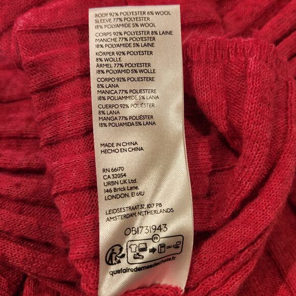 Pilcro Hot Pink V Neck Ribbed Boxy Dolman Sleeve Sweater Size Small Oversized - Picture 7 of 11